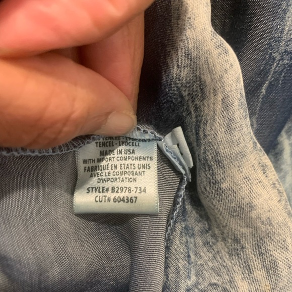 Bella Dahl Blouse Womens Size Medium Tie Dye Button High Low Bohemian Blue Boho - Picture 6 of 11